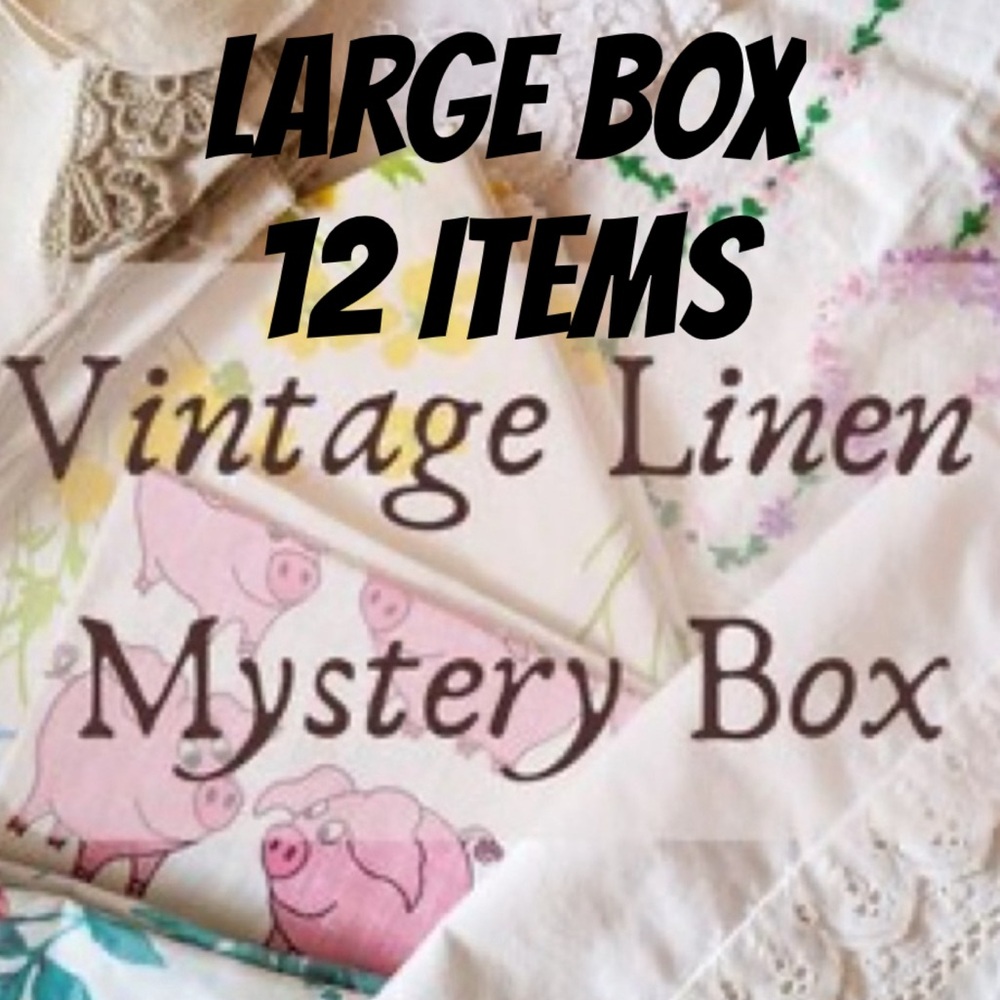 Large Vintage Mystery Box Vintage table linens • table  • home decor • 12 items